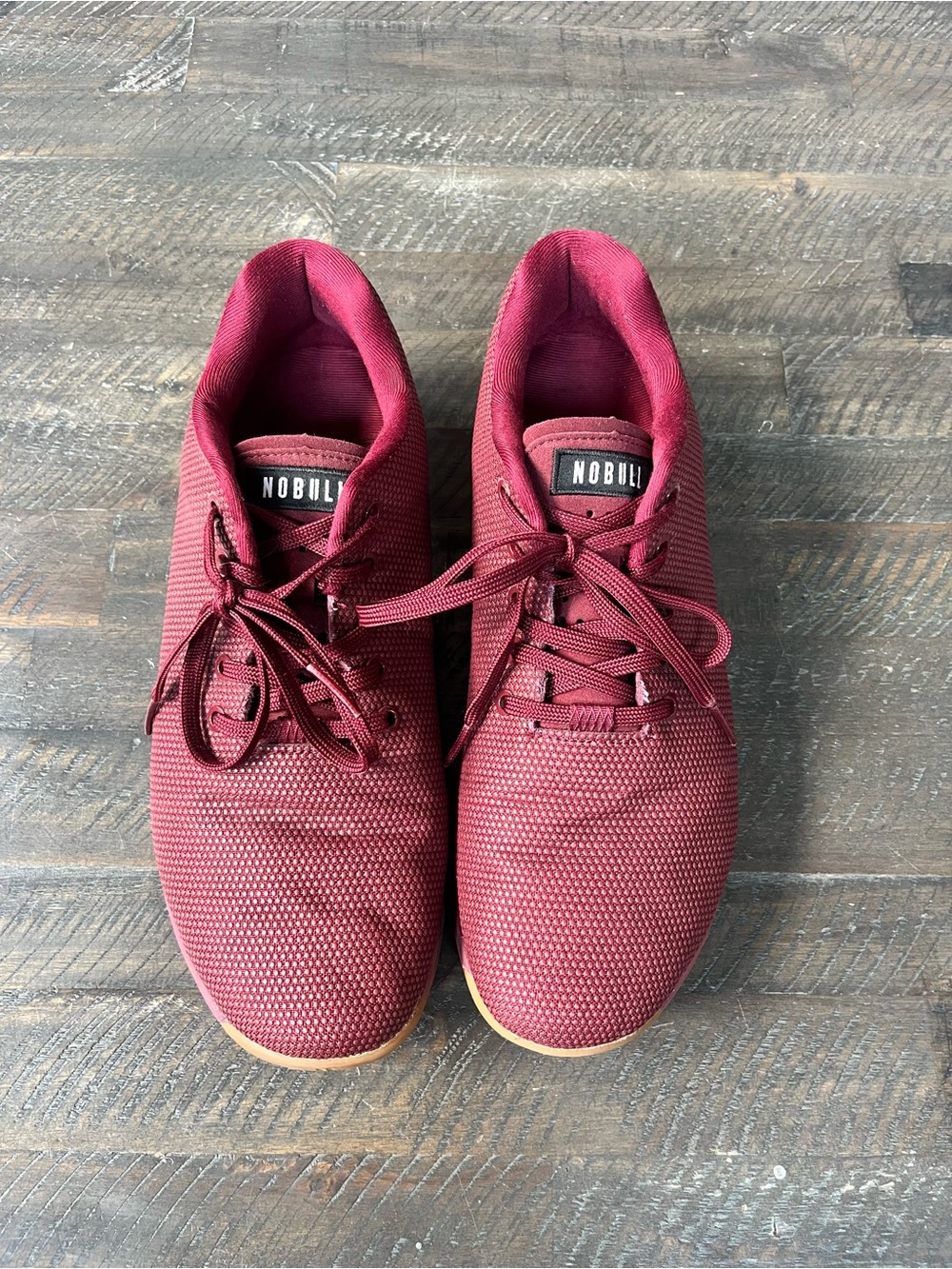 NOBULL Outwork Trainer Mens 13 Womens 14.5 Maroon Burgundy Gum